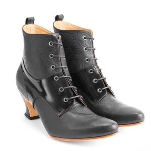Fluevog Lace-Up Black Booties
